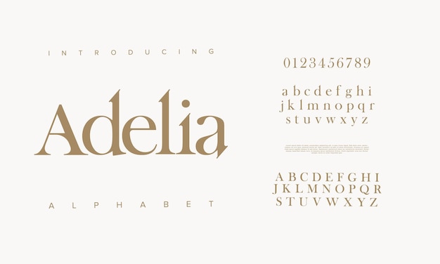 Vector adelia premium luxe elegante alfabet letters en cijfers elegante bruiloft typografie klassieke serif