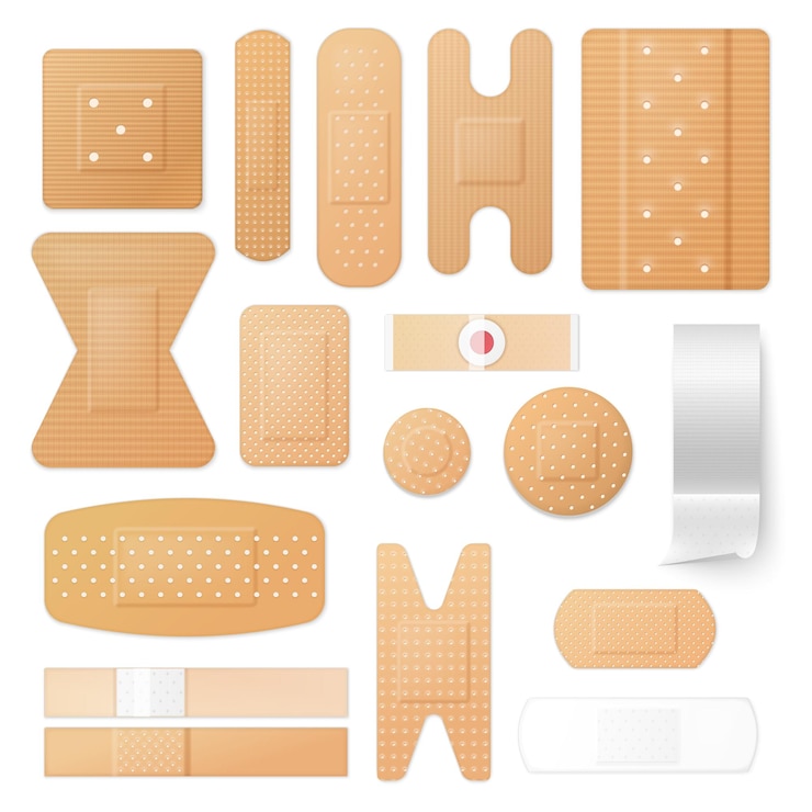 Vector adhesive plasters and patches isolated vector