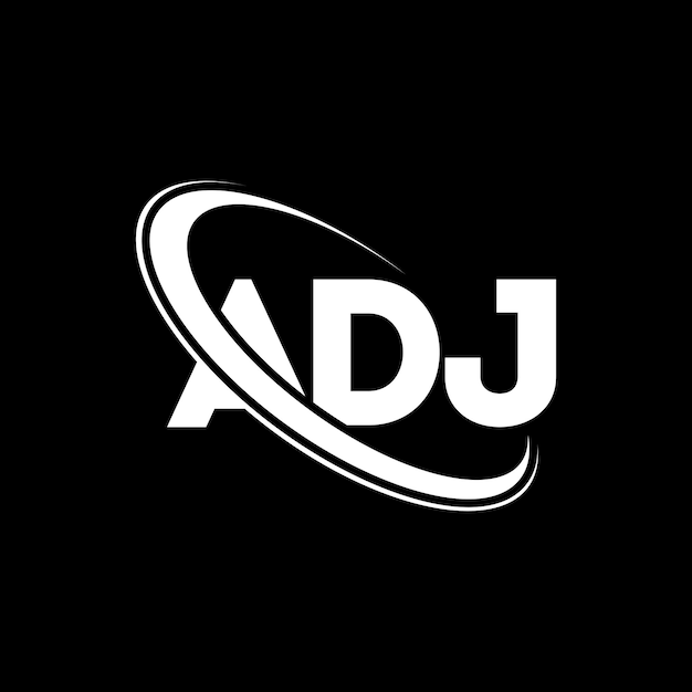 벡터 adj 로고 adj 글자 adj 글자의 로고 디자인 이니셜 adj 로보는 원과 대문자 모노그램 로고로 연결되어 adj 기술 비즈니스 및 부동산 브랜드를 위한 타이포그래피입니다.