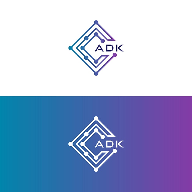 adtech 초기 로고 디자인 아이콘 기술 디지털 기술 비즈니스 adtech 로고 adk