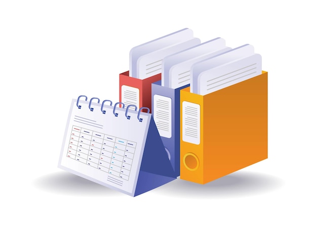 Administration folder file infographic concept with calendar