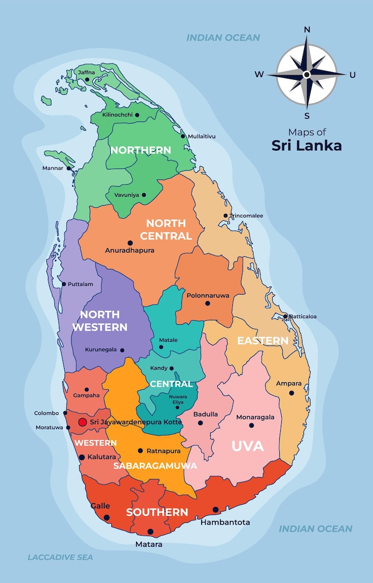 वेक्टर administrative map of sri lanka