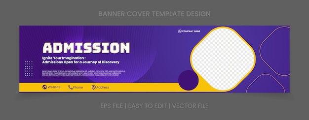 Vector admission cover banner template design with image space