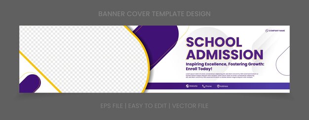 Admission cover banner template design with image space