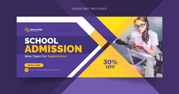 Vector admission facebook timeline cover design and web banner template