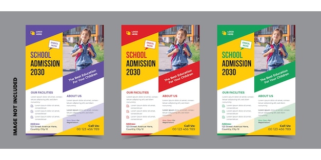 Admission flyer template design for online school kid's education