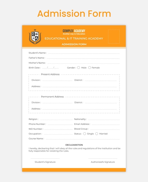 Vector admission form, illustration of application form, registration form, registration form online,