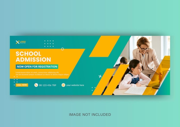 Vector admission going on social media cover design and  web banner design editable template