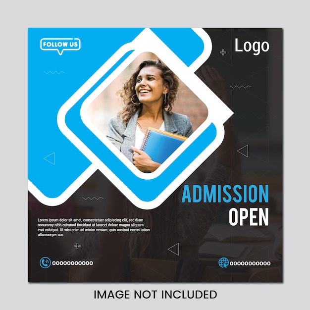 Admission open square social media post and web banner design template