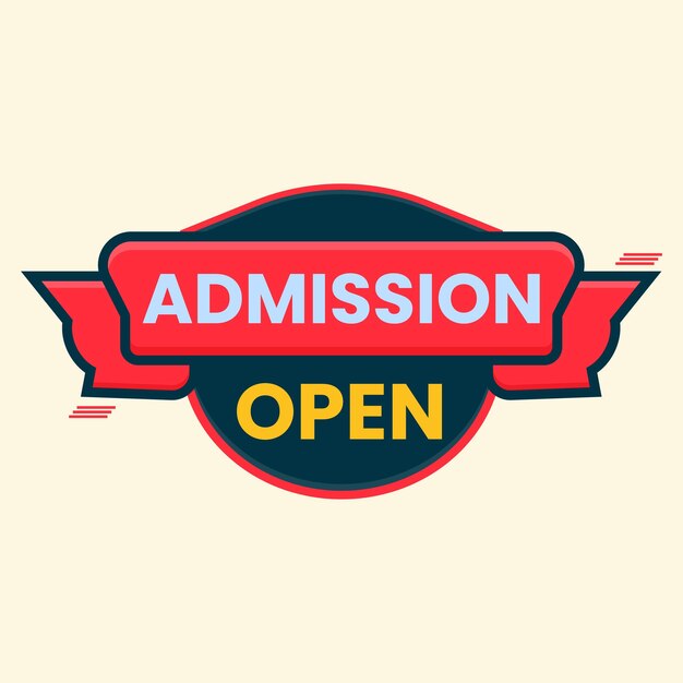 Vector admission open tag abstract shape for educational banner