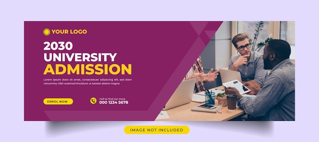 Vector admission social media cover banner template