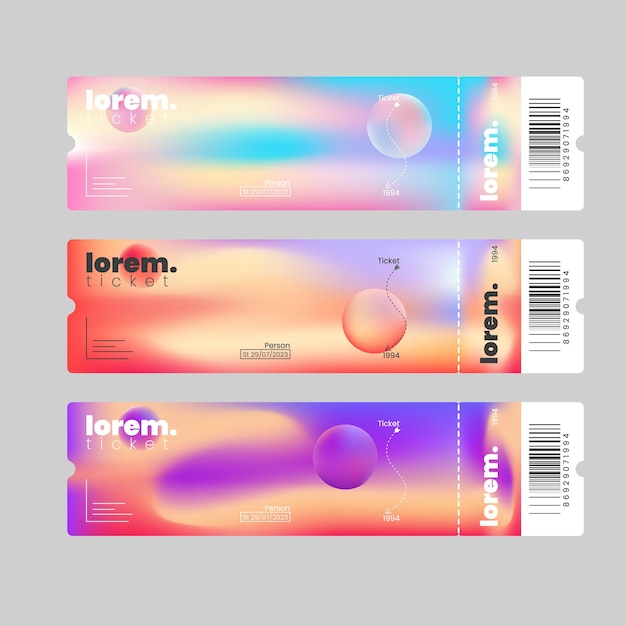 admission ticket template with glassmorphism concept