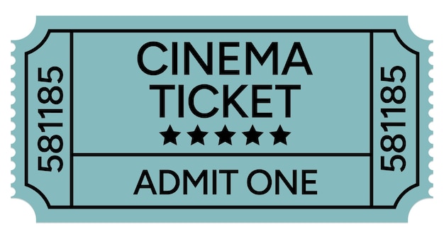 Admit One Light Blue Cinema Ticket