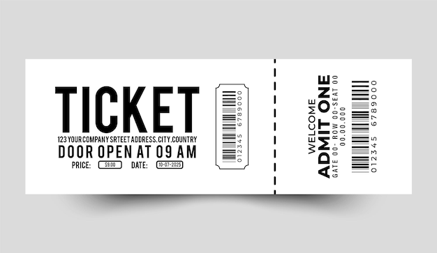 admit one ticket design template for concerts
