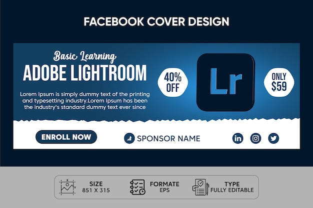 Adobe Lightroom 학습 Facebook 표지 템플릿 디자인