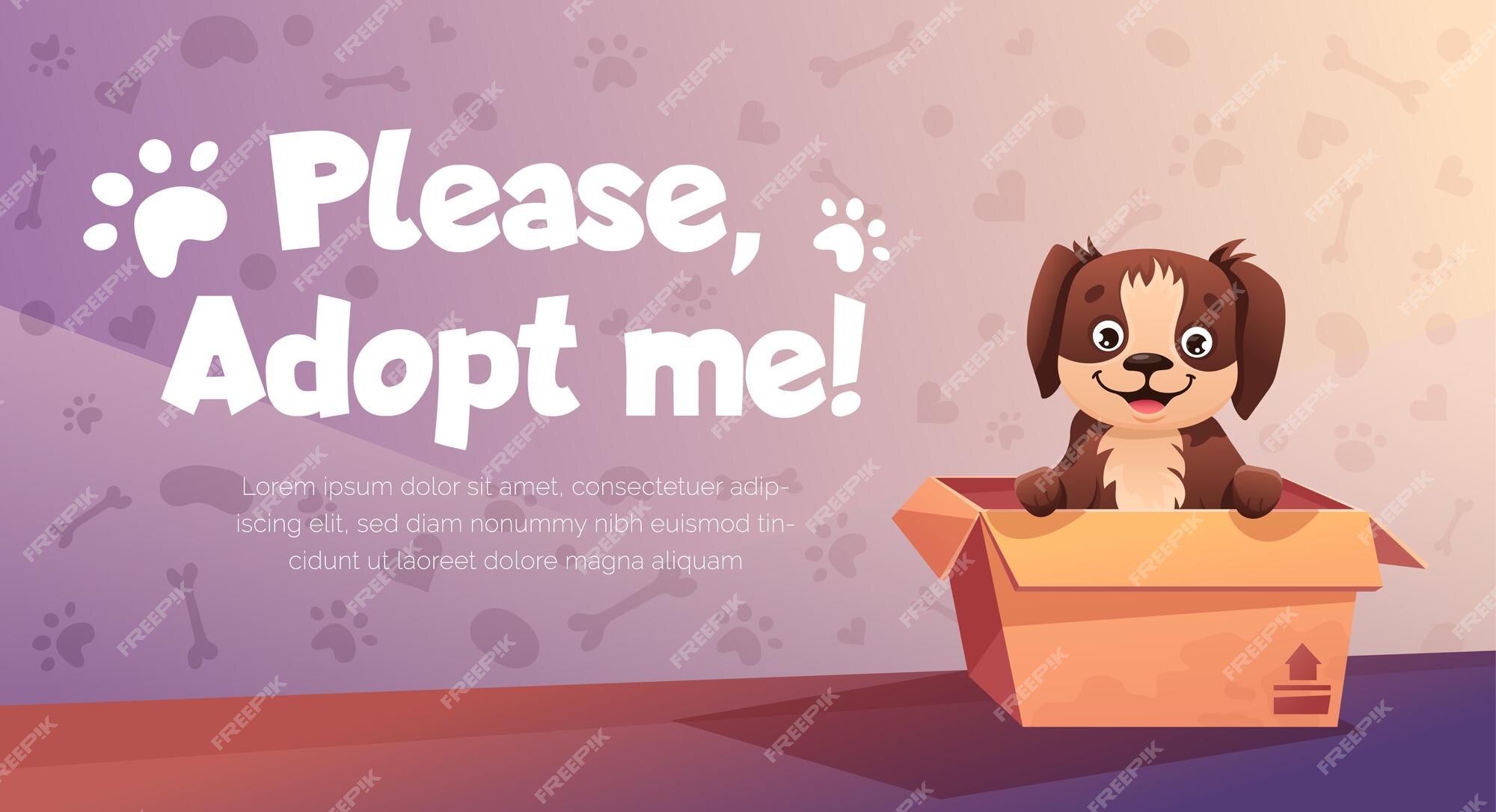 Adopt me cartoon landing page with homeless pets Vector Image