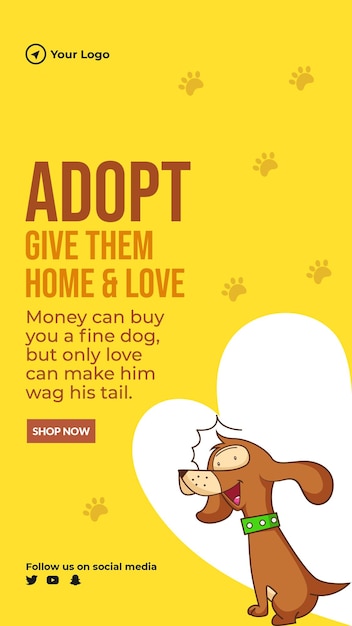 Vector adopt give them home and love portrait template design