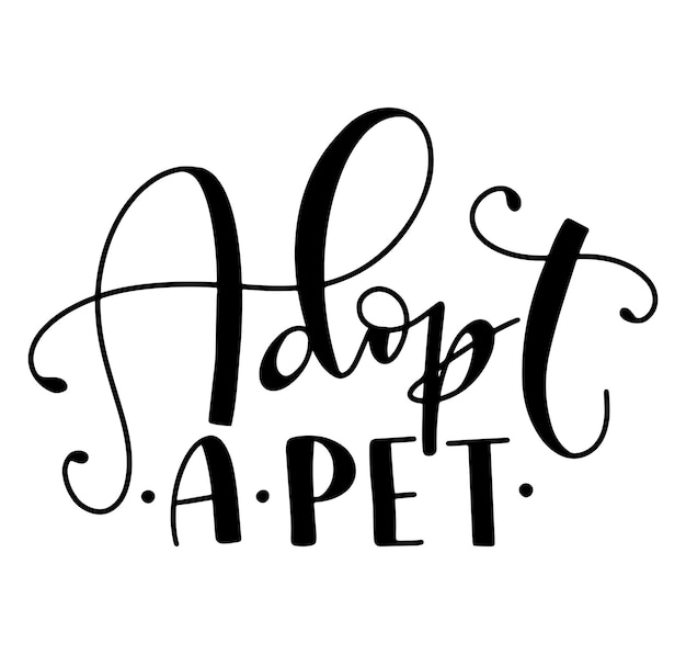 Adopt a pet black lettering isolated on white background