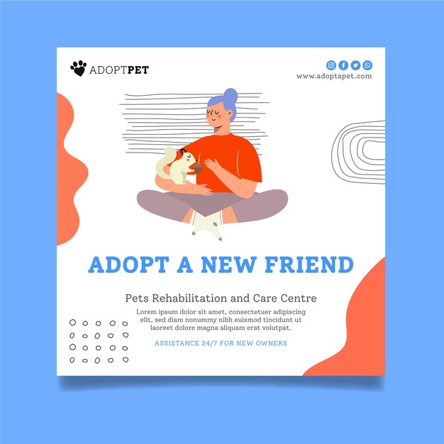 Adopt a pet flyer square template