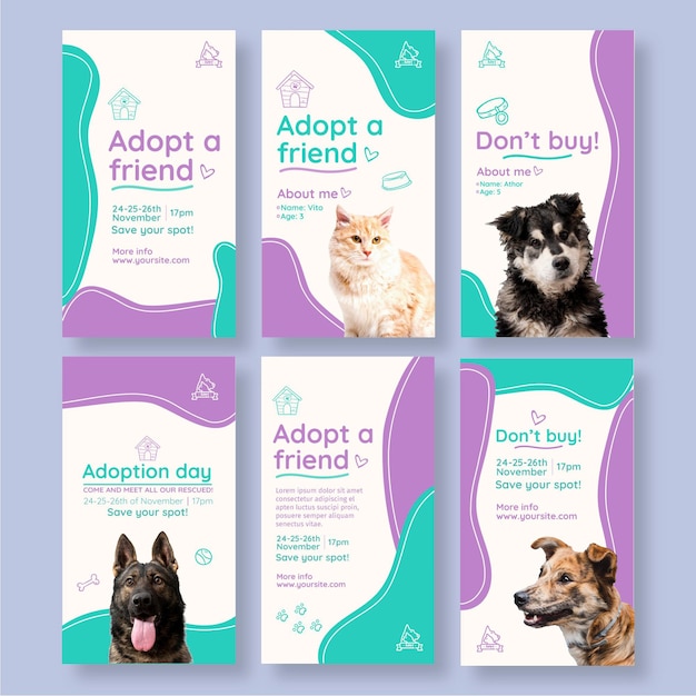 Vector adopt a pet instagram stories