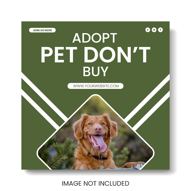 Adopt pet social media post template design