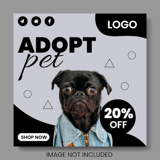 Adopt pet social media post template design