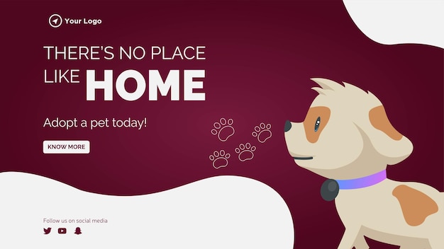 Adotta un modello di banner orizzontale per animali domestici oggi