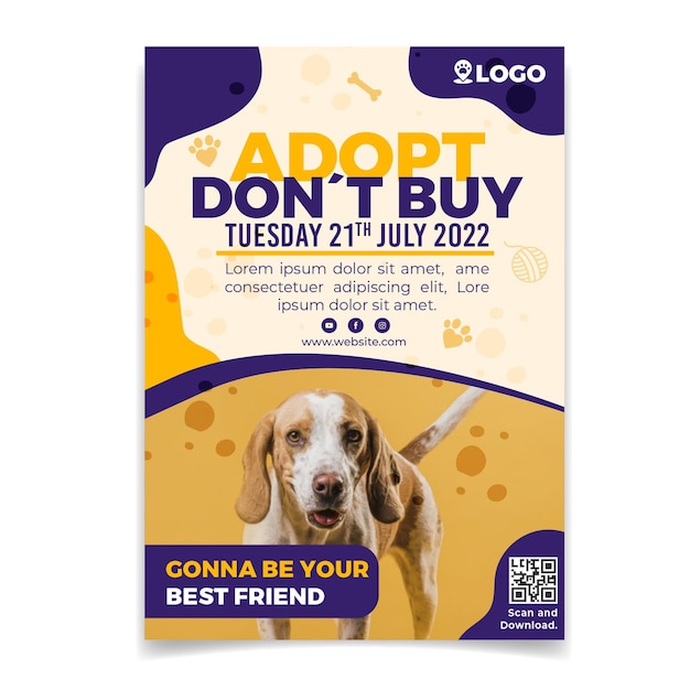 Vector adopt a pet vertical flyer template