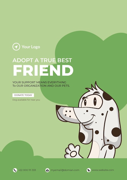 Vector adopt a true best friend flyer design template