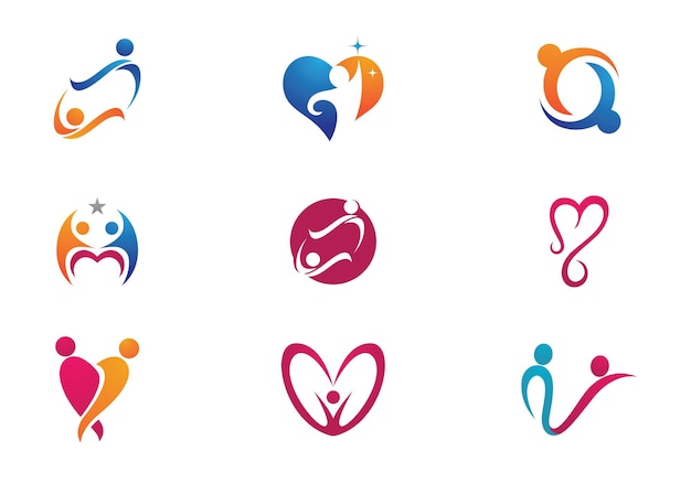 Adoption and community care logo template vector icon