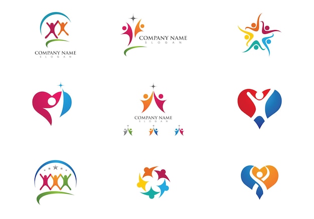 Adoption and community care logo template vector icon