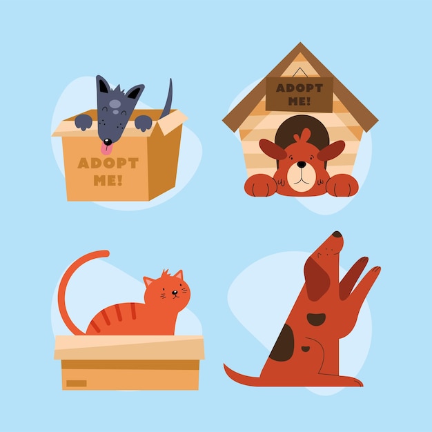 Adoption pets four icons