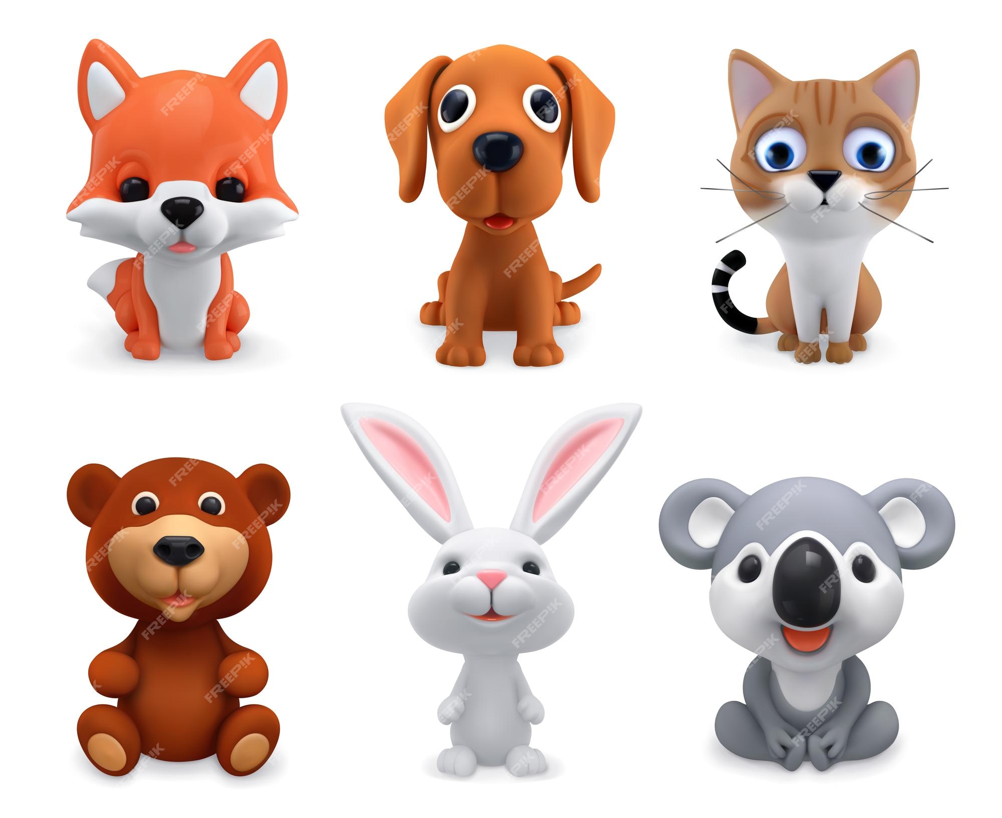Premium Vector | Adorable animals 3d vector icon set fox dog cat bear rabbit koala Premium Vector | Adorable animals 3d vector icon set fox dog cat bear rabbit koala