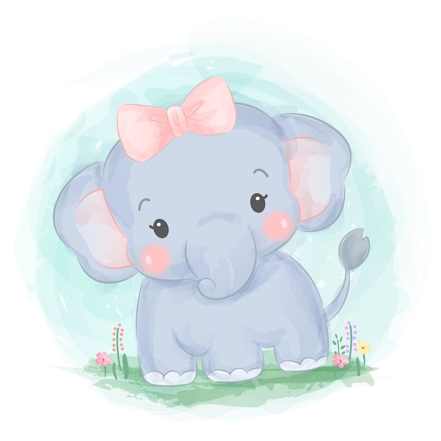 Vector adorable baby elephant