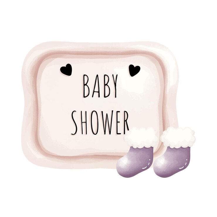 Vector adorable baby shower invitation with pink and purple accents