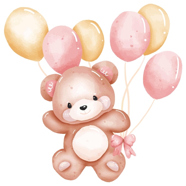 Adorable bear holding a balloon