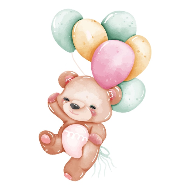 Un orso adorabile che tiene un palloncino