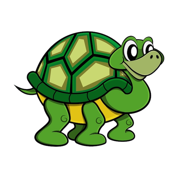 Vector adorable big and fat tortoise walking slow cartoon vector