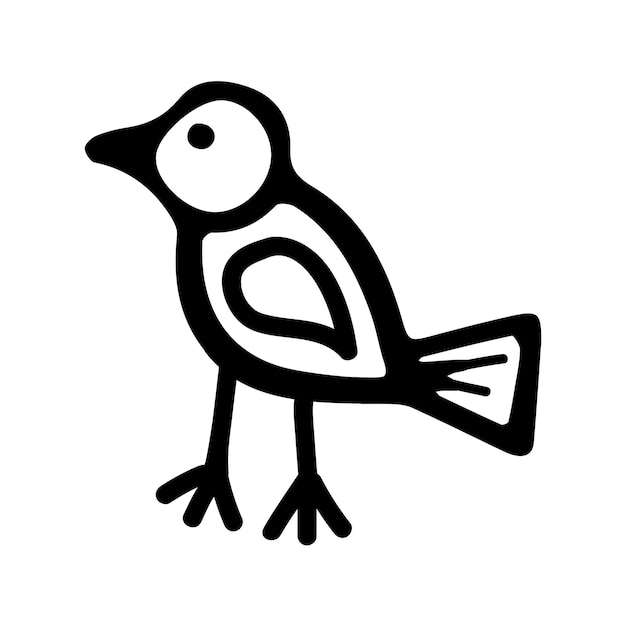 Adorable bird in hand drawn doodle style Funny chick Vector illustration