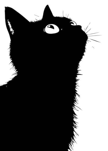 Vector adorable black cat drawing funny kitty cartoon clipart vector isolated