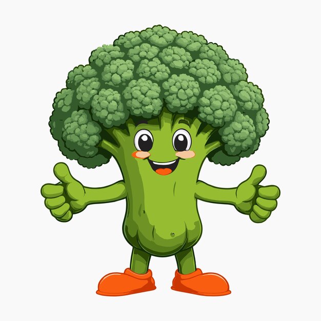 Adorable broccoli cartoon style cartoon Character