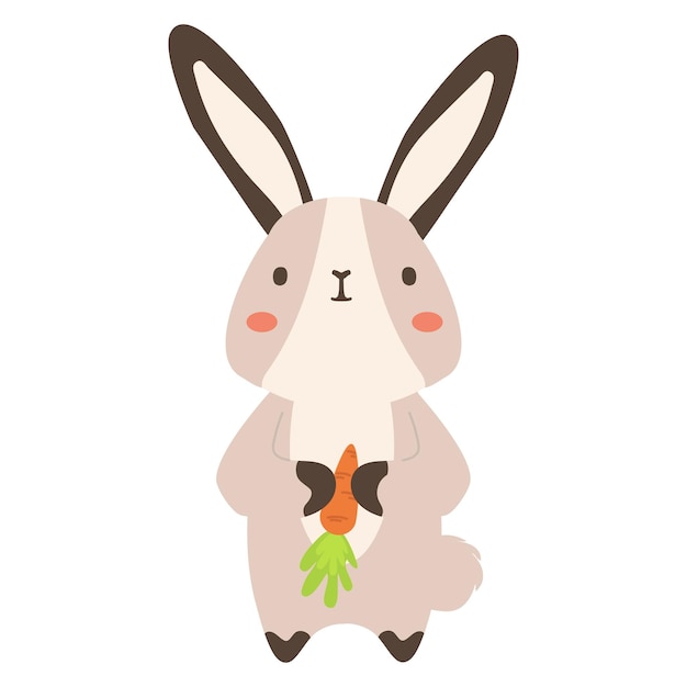 Очаровательный кролик ест морковь