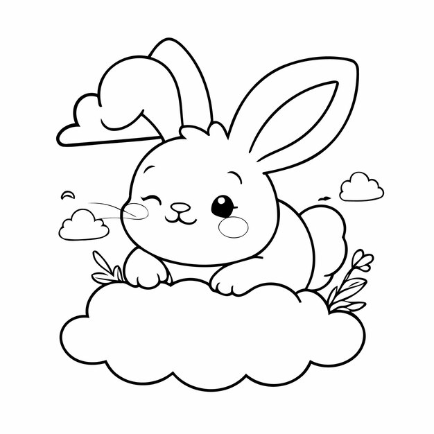 Adorable Bunny for kids coloring book