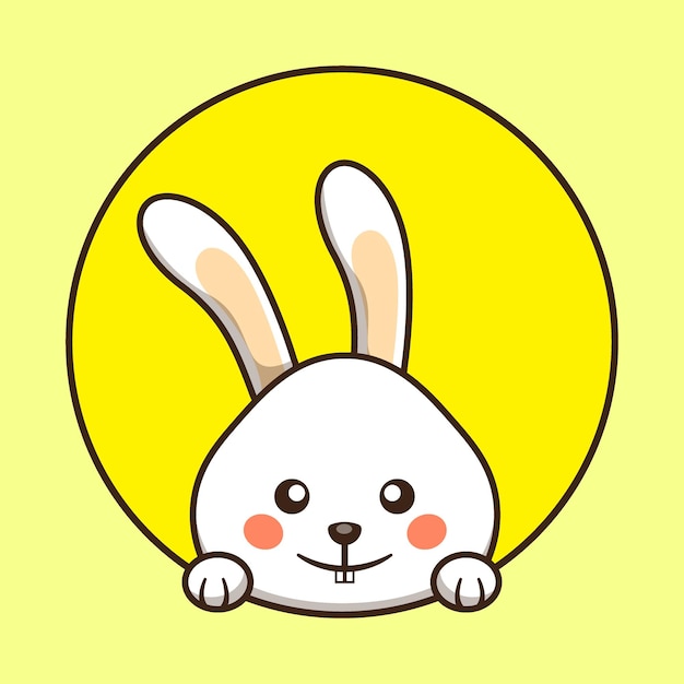 Adorable bunny rabbit in a circle cute cartoon vector animal illustration kawaii animal