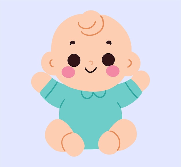adorable cartoon baby boy sitting happy infant cute child illustration light blue onesie