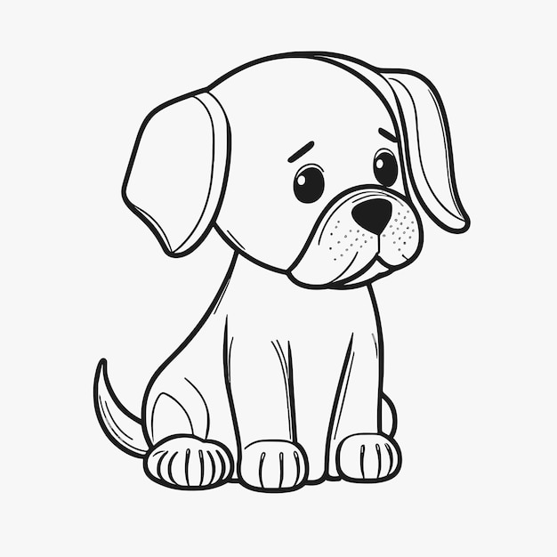 Adorable cartoon dog coloring page vector art