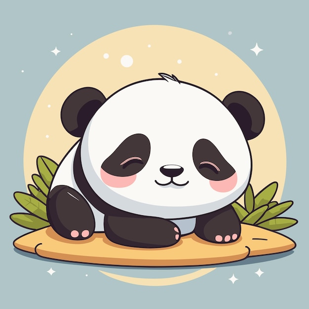 Adorable cartoon panda sleeping on the ground vector illustration