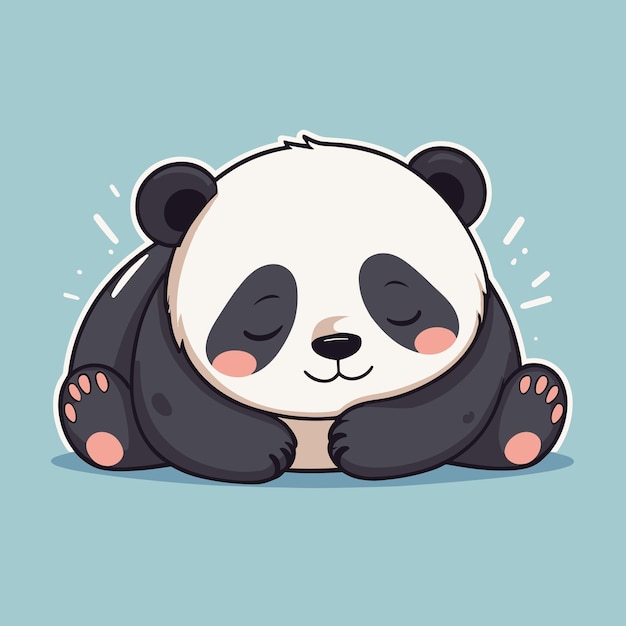 Adorable cartoon panda sleeping on the ground vector illustration