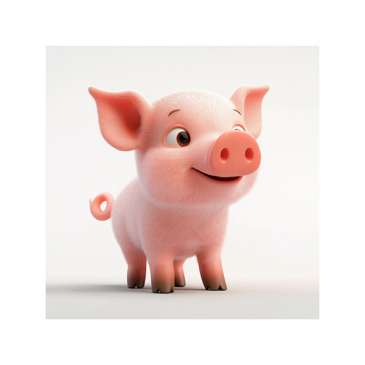Vector adorable cartoon pig smiling cheerfully