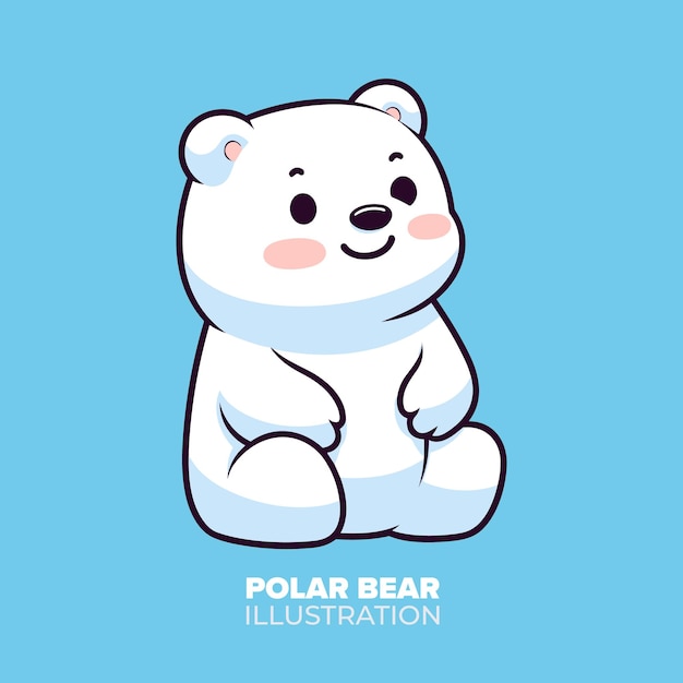 Увлекательная икона белого медведя - векторная иллюстрация самого милого животного природы в плоском стиле